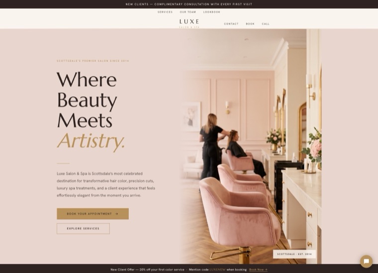 Luxe Salon & Spa website demo
